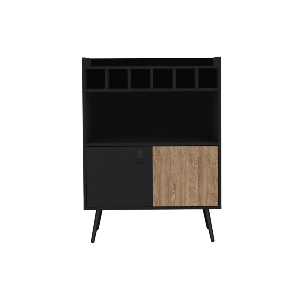 FMFURNITURE - Bar Bajo 6 Botelleros 2 Puertas Fm-007N - Negro