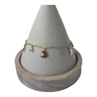 Pulsera media luna circones de plata 925 bañada en oro de 18 k