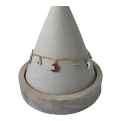 GENERICO - Pulsera media luna circones de plata 925 bañada en oro de 18 k