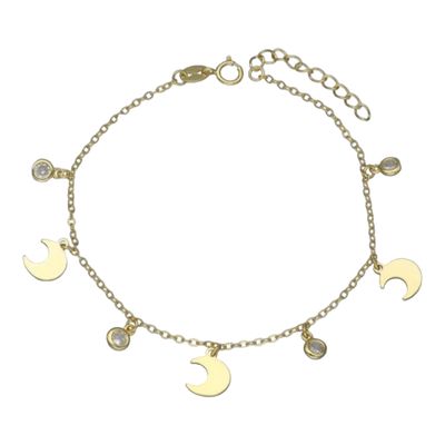 Imagen 2 del producto Pulsera media luna circones de plata 925 bañada en oro de 18 k