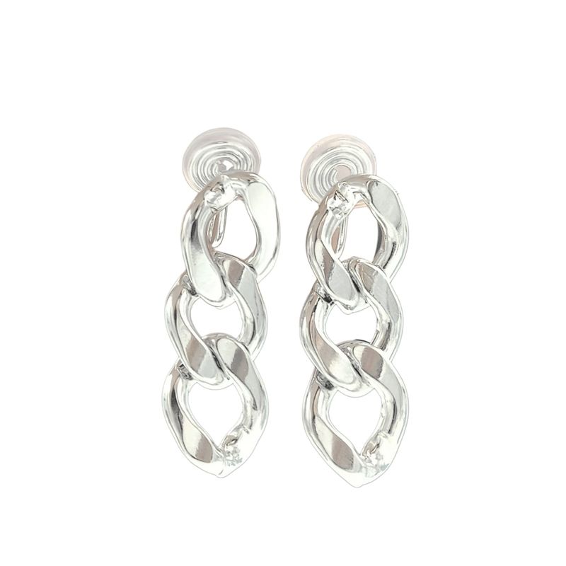 ELBAULDEJUMA - Aros Cadena Eslabones Plateados Earcuff Sin Perforacion
