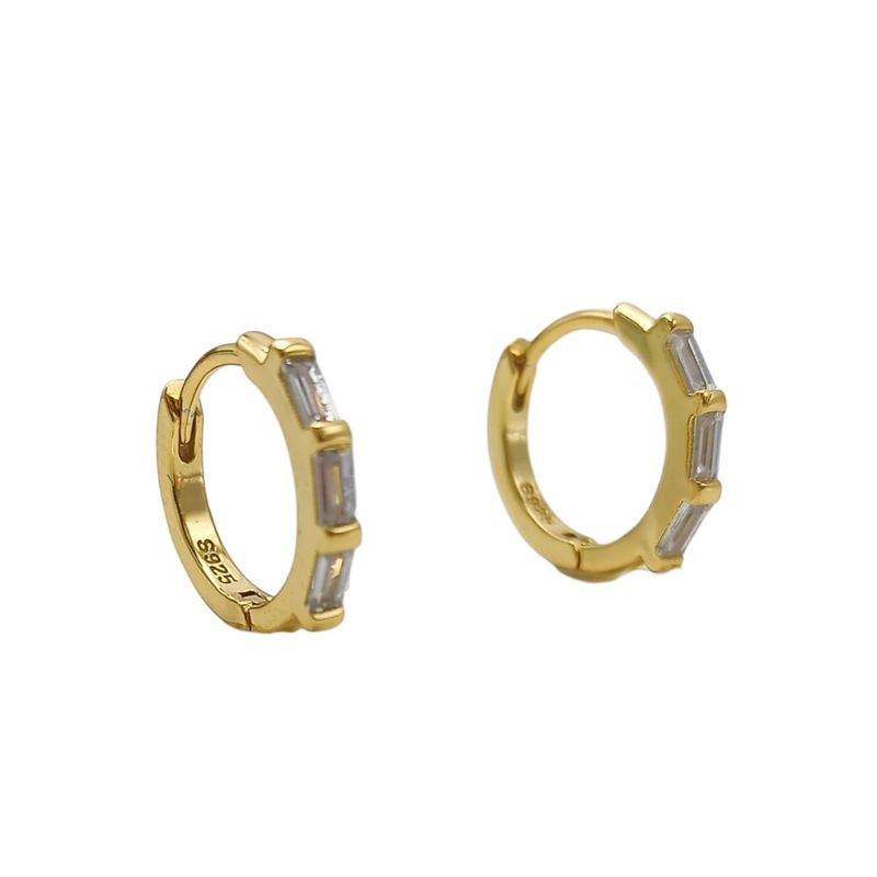 ELBAULDEJUMA - Aros Argollas spotlight 9mm circonios Plata S925 Chapada Oro