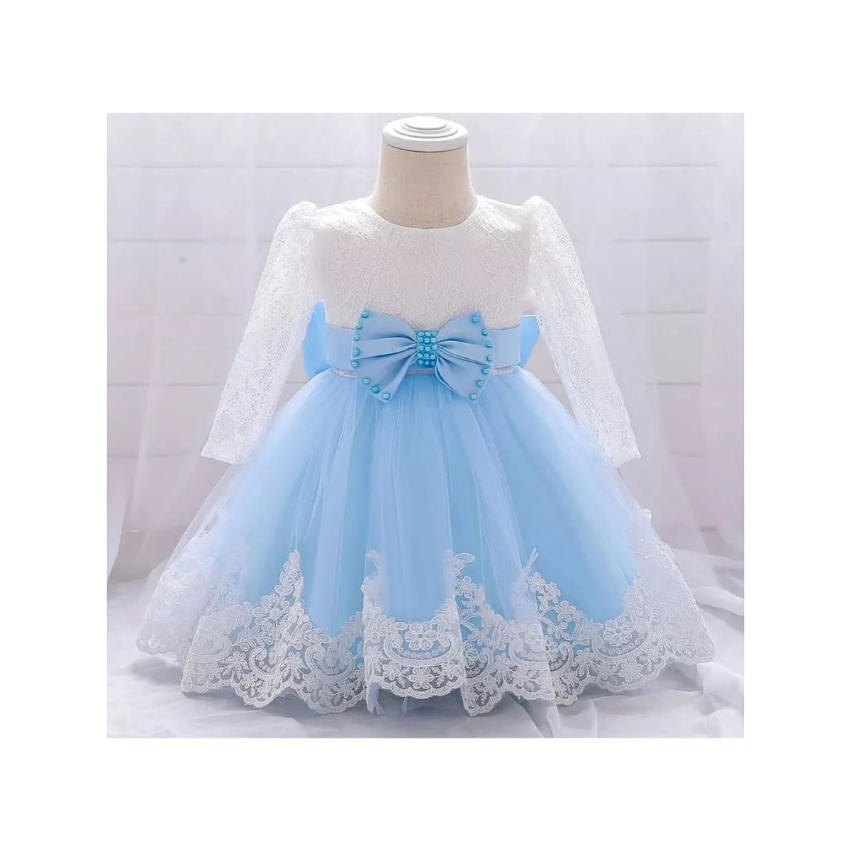 GENERICO - VESTIDO DE FIESTA GALA CON MANGAS PARA BEBE NIÑA