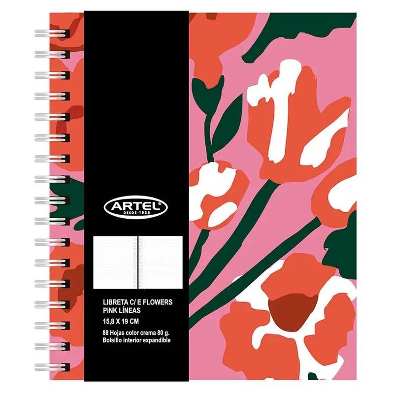ARTEL - Libreta con espiral Flowers Pink