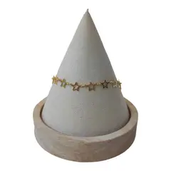 GENERICO - Tobillera estrellas de plata 925 bañada en oro de 18 k