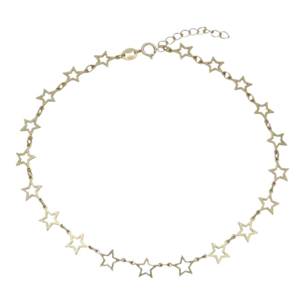 GENERICO - Tobillera estrellas de plata 925 bañada en oro de 18 k