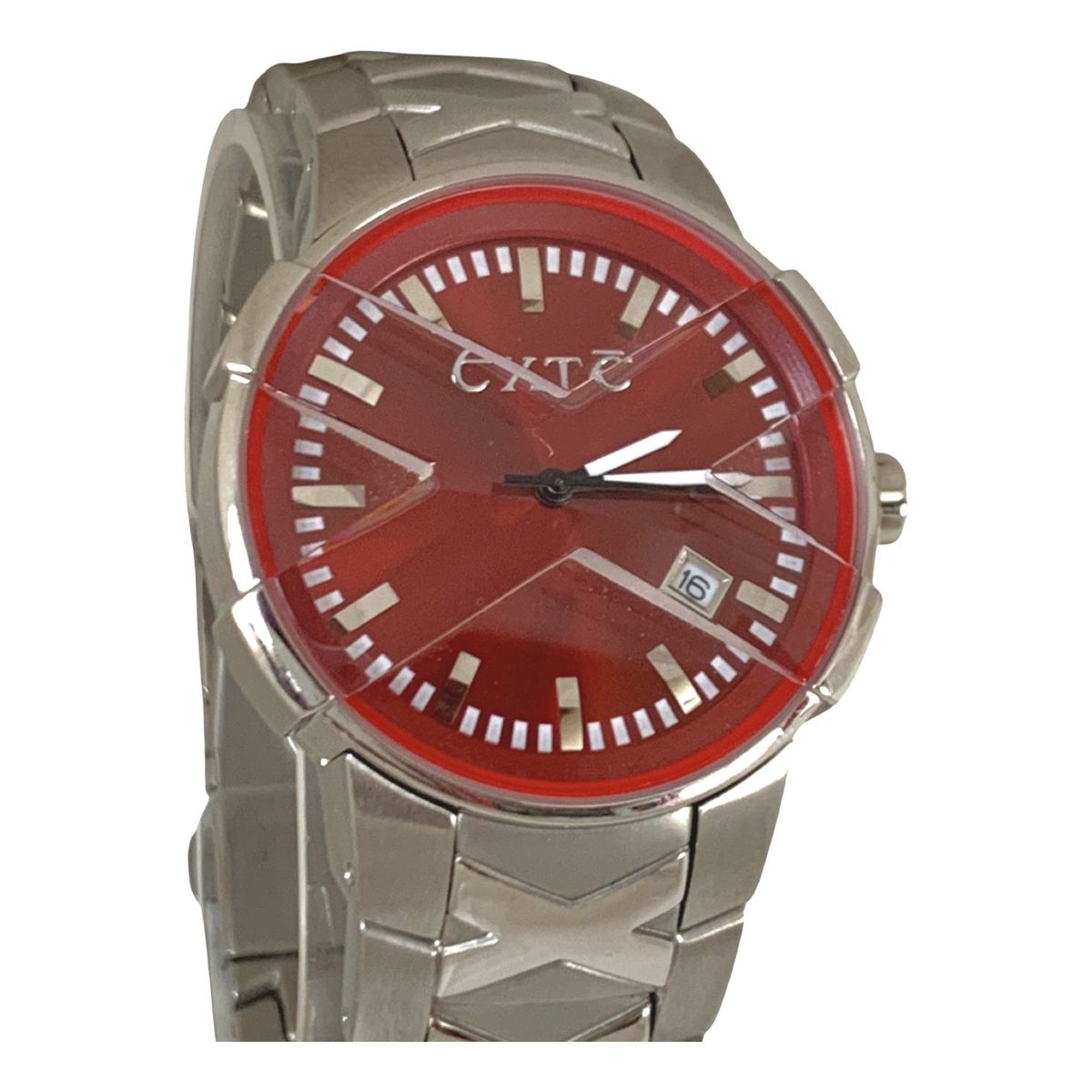 GENERICO - Reloj Análogo Exté para Hombre Plateado-Rojo