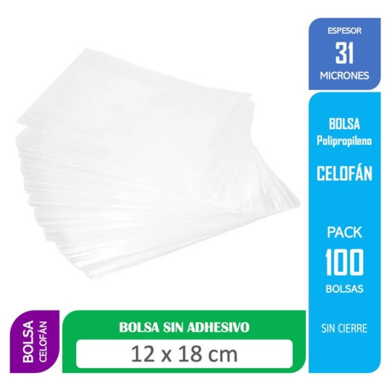 ALEMDALINDA - Bolsa Celofan Transparente  Polipropileno 12x18 Cms 100 Unds