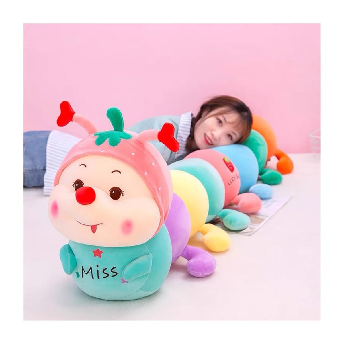 GENERICO - Peluche De Felfa Oruga Multicolor Almohada 90cm Kawaii