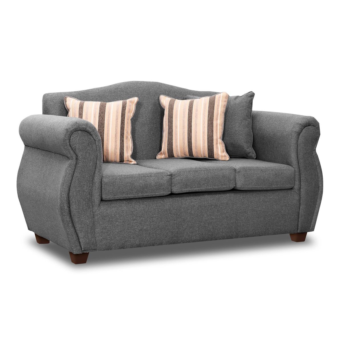 DECOOUTLET - Sofa 3 Cuerpos Cancún 157 Tela Gris Oscuro