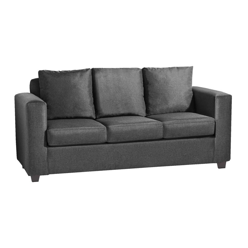 DECOOUTLET - Sofá Turín 3 Cuerpos Tela Gris Oscuro