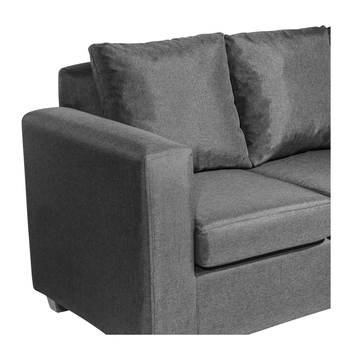 DECOOUTLET - Sofá Turín 3 Cuerpos Tela Gris Oscuro