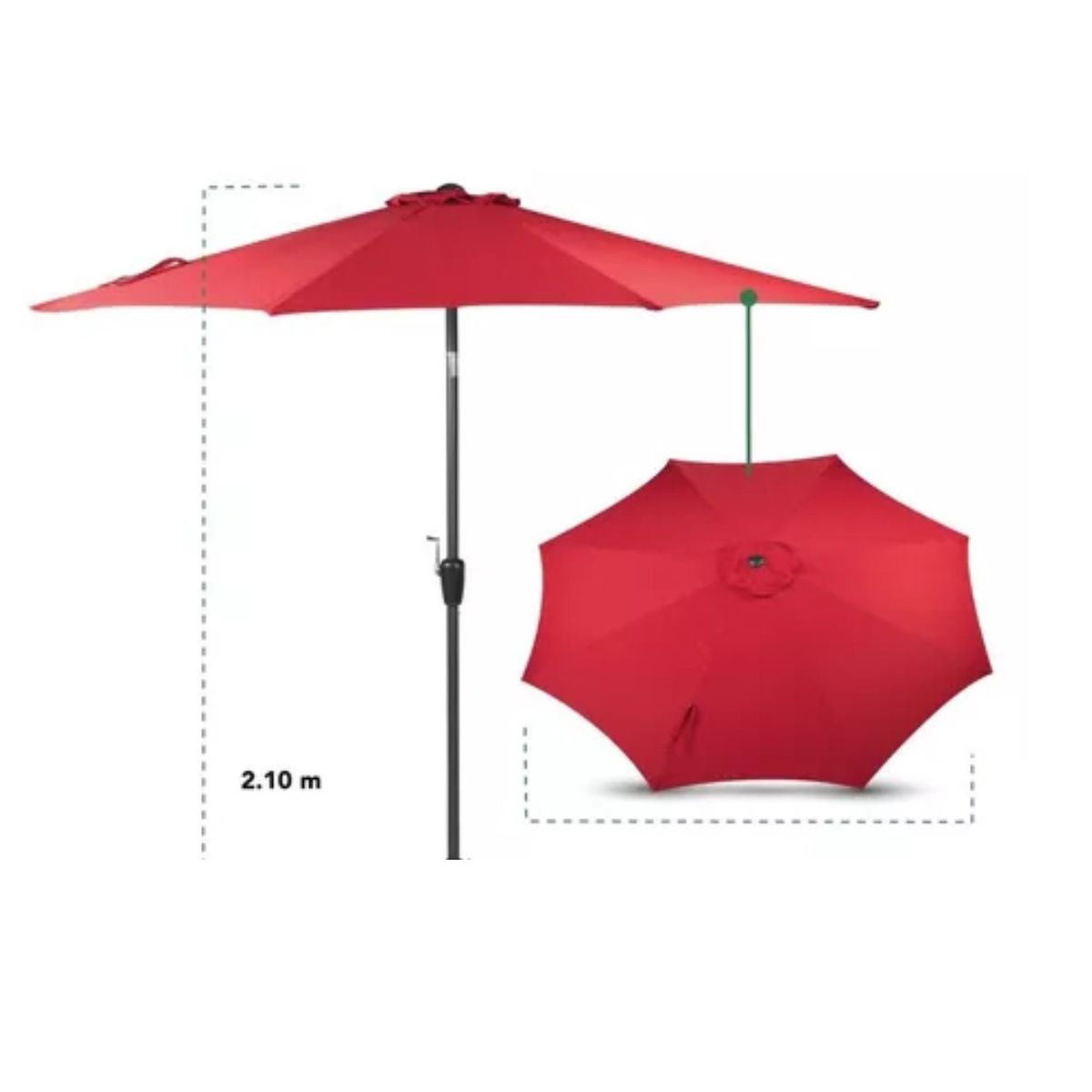 LUMAX - Quitasol Plegable Altura Ajustable Playa Uv Bordo