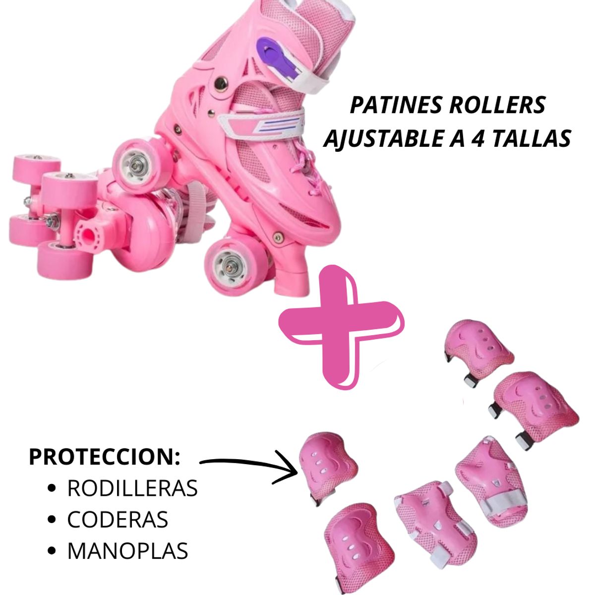 GENERICO - Patines 4 ruedas Niña Más Protectores S 30 al 33