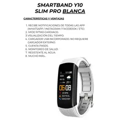 GENERICO - Smartband Banda Inteligente Y10 SlimPro Sport Iphone-Samsung Blanco