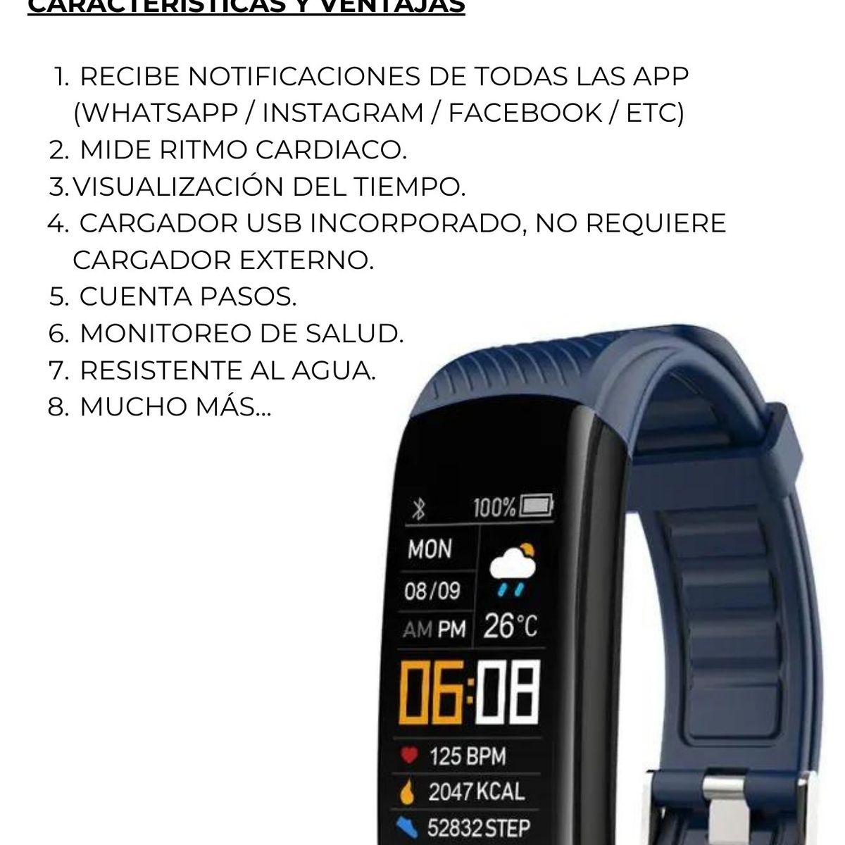 GENERICO - Smartband Banda Inteligente Y10 SlimPro Sport  Iphone-Samsung  Purpura