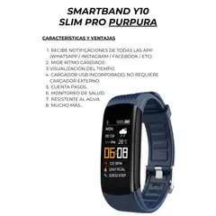 GENERICO - Smartband Banda Inteligente Y10 SlimPro Sport Iphone-Samsung Purpura