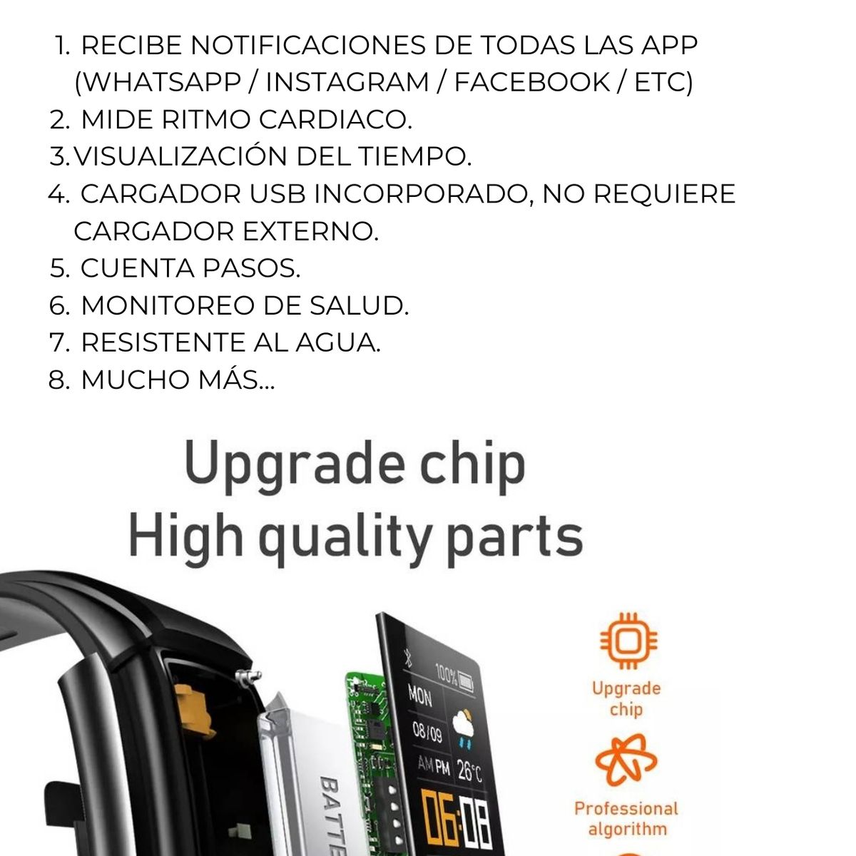 GENERICO - Smartband Banda Inteligente Y10 SlimPro Sport  Iphone-Samsung Rosado
