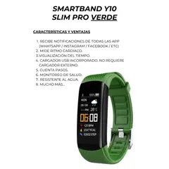GENERICO - Smartband Banda Inteligente Y10 SlimPro Sport Iphone-Samsung Verde