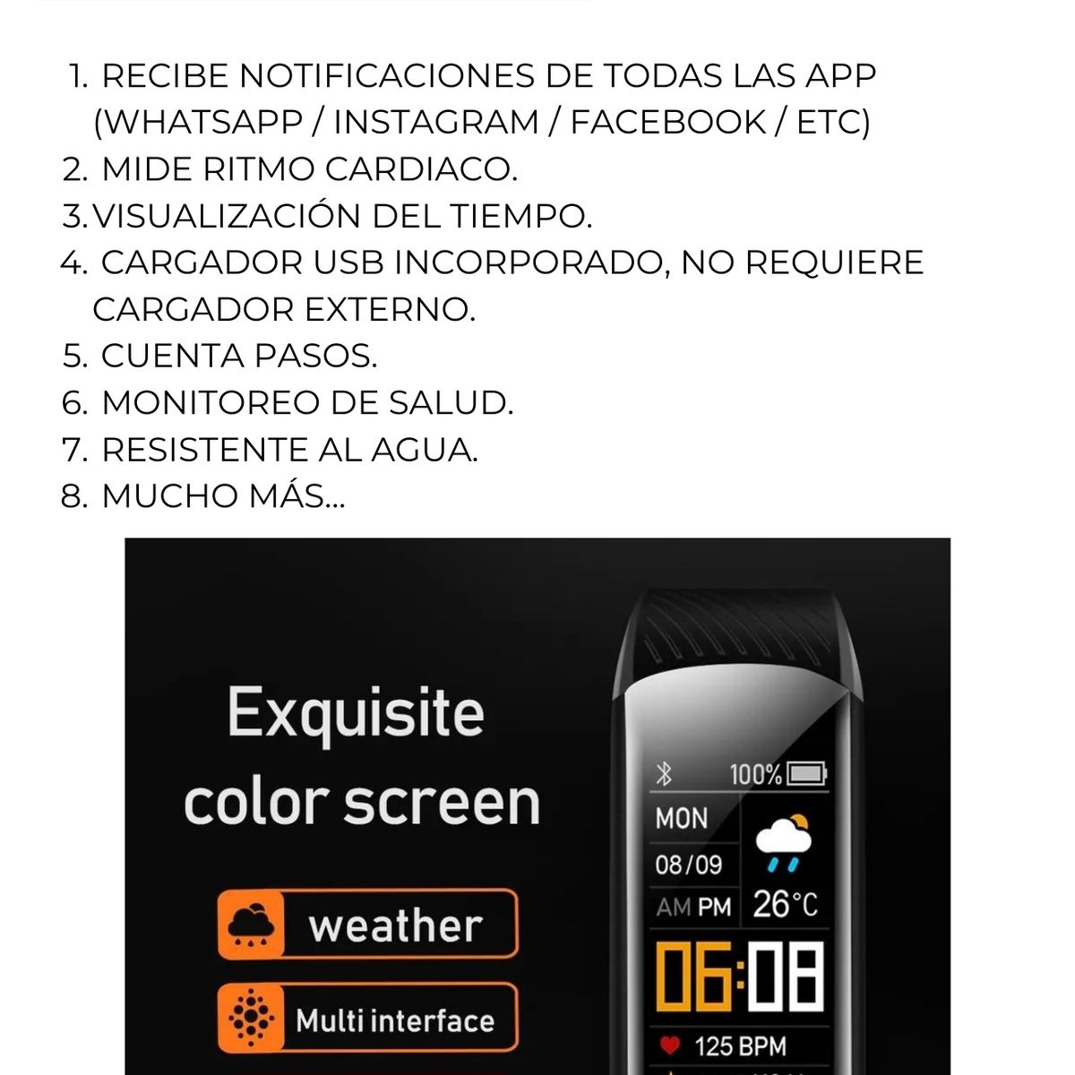 GENERICO - Smartband Banda Inteligente Y10 SlimPro Sport  Iphone-Samsung Morado