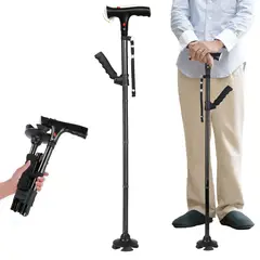EVERSO - Bastón Ortopédico Plegable 4patas Luz Ledbastón De Trekking