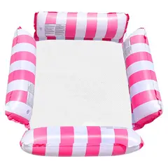 DANWEILE - Hamaca agua flotante para piscina,hamaca inflable 4 en1-Rojo