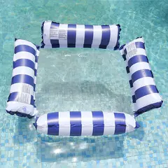 DANWEILE - Hamaca agua flotante para piscina,hamaca inflable 4 en1-Azul