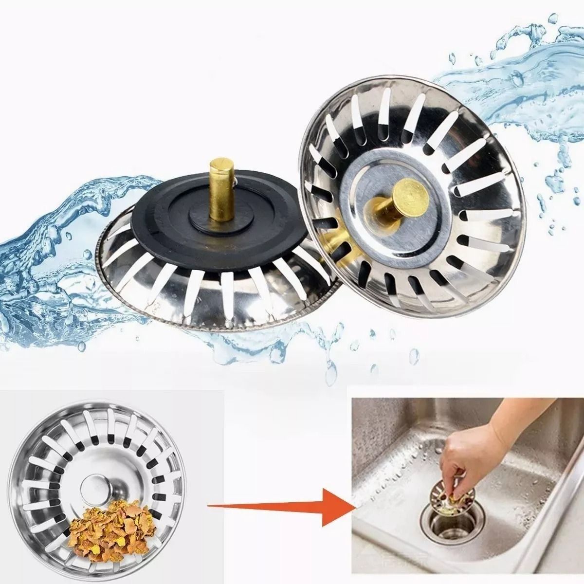 EDWINAYY - Tapon Metalico Colador Lavaplatos Fregadero Cocina Filtro