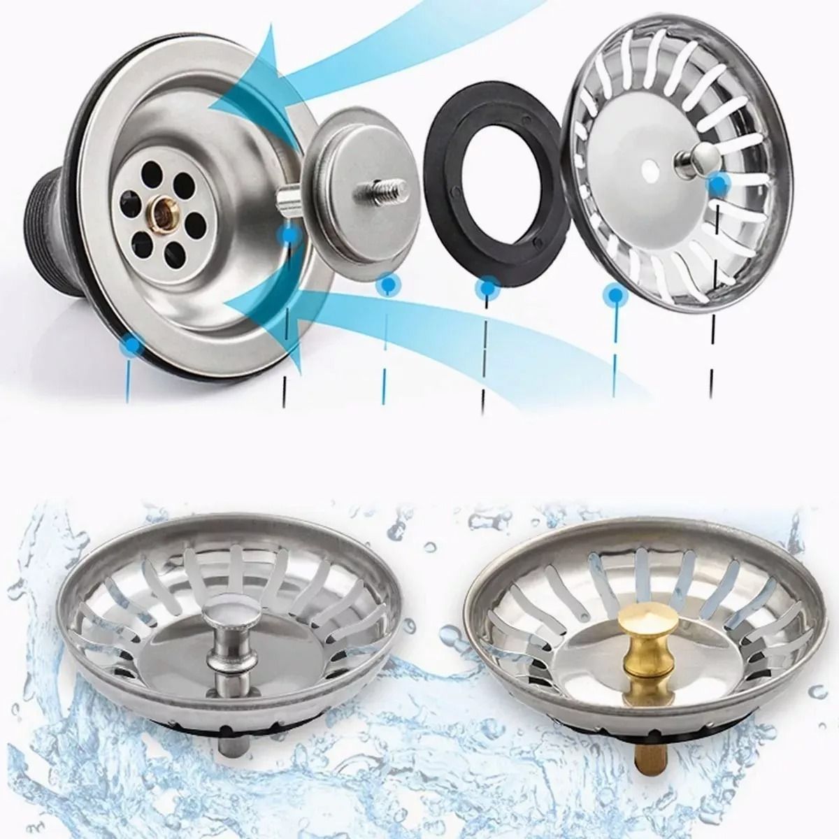 EDWINAYY - Tapon Metalico Colador Lavaplatos Fregadero Cocina Filtro