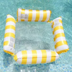 DANWEILE - Hamaca agua flotante para piscina,hamaca inflable 4 en1-Amarillo