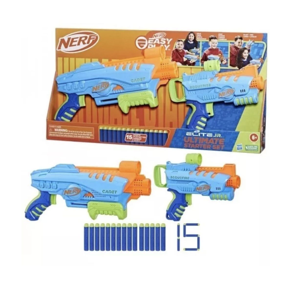 NERF - Lanzador Nerf Elite Junior Ultimate Kit Inicio + 15 dardos