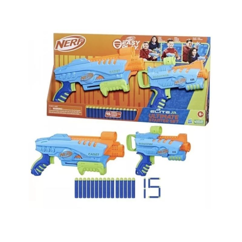NERF - Lanzador Nerf Elite Junior Ultimate Kit Inicio + 15 dardos