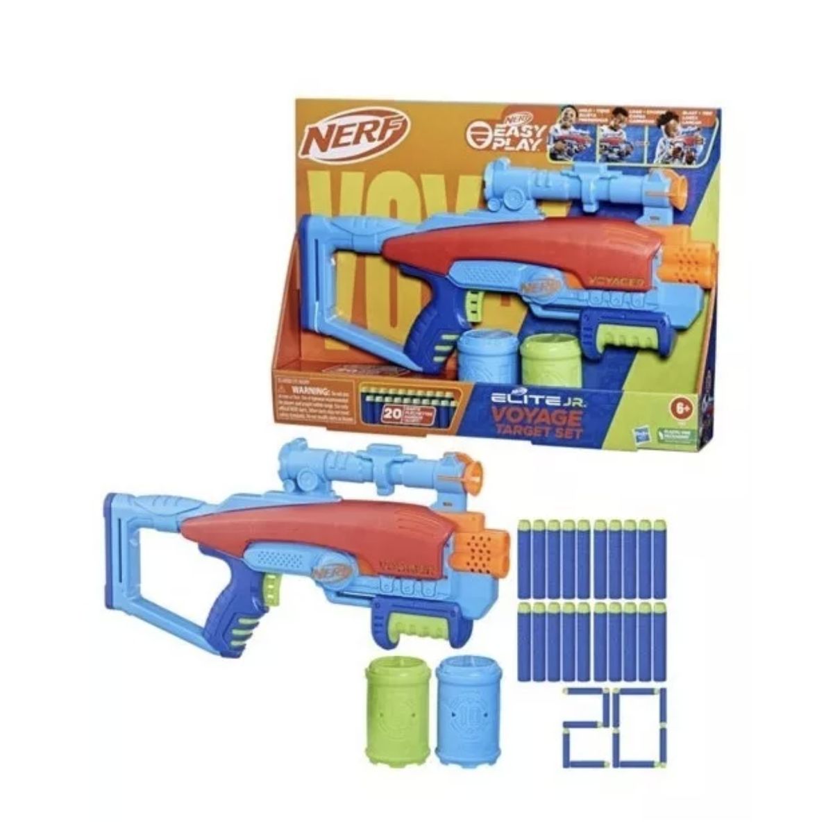 NERF - Lanzador Nerf Elite Junior Voyage Target Set + 20 dardos