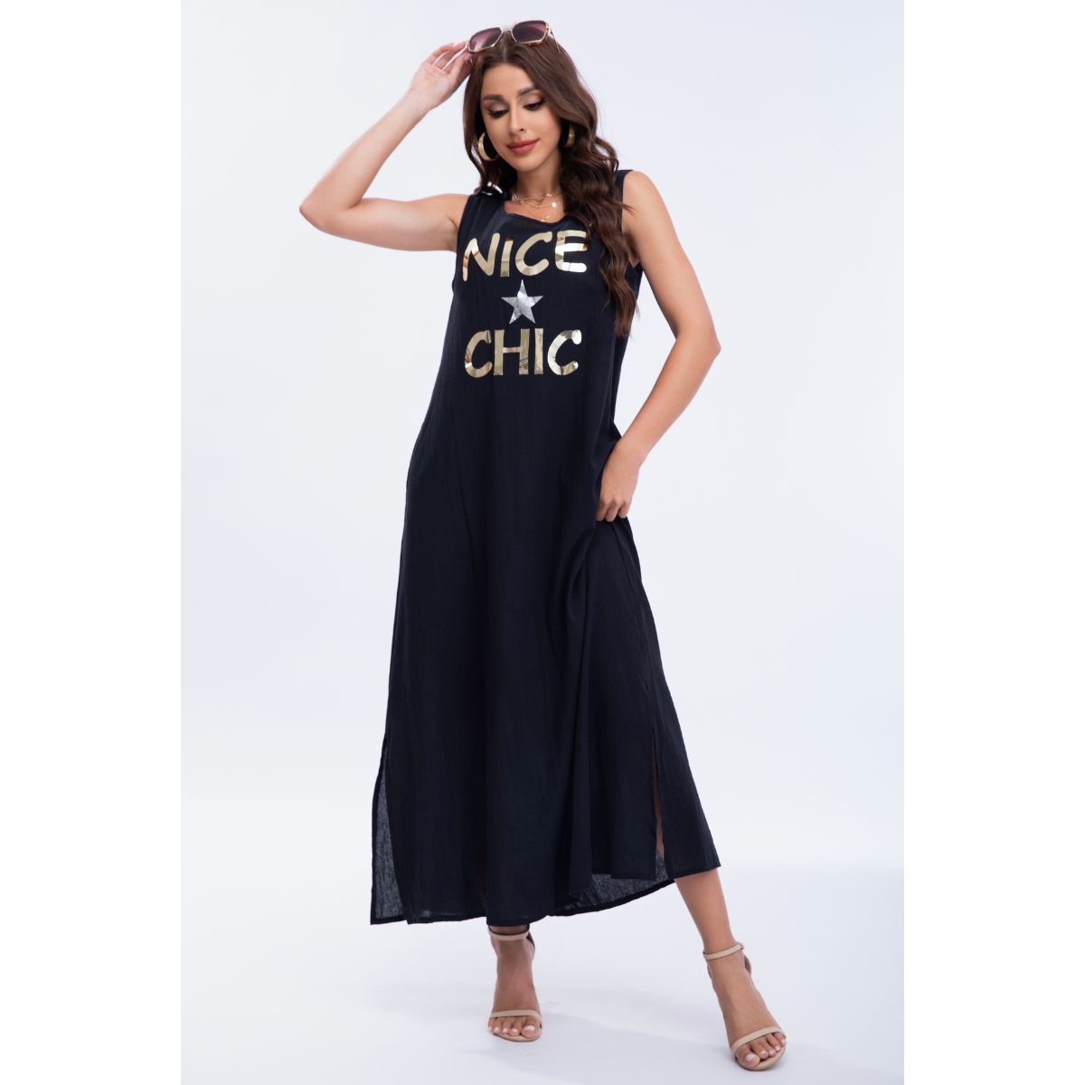 LOOK SHOP - Vestido Lino, Largo Primavera Verano Mujer. Variedad Colores 300