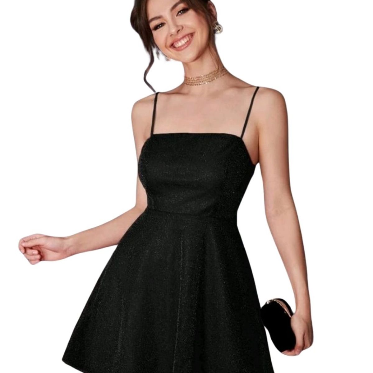 GENERICO - VESTIDO CORTO ACAMPANADO DE TIRITAS IDEAL PARA FIESTA COCTEL BODA