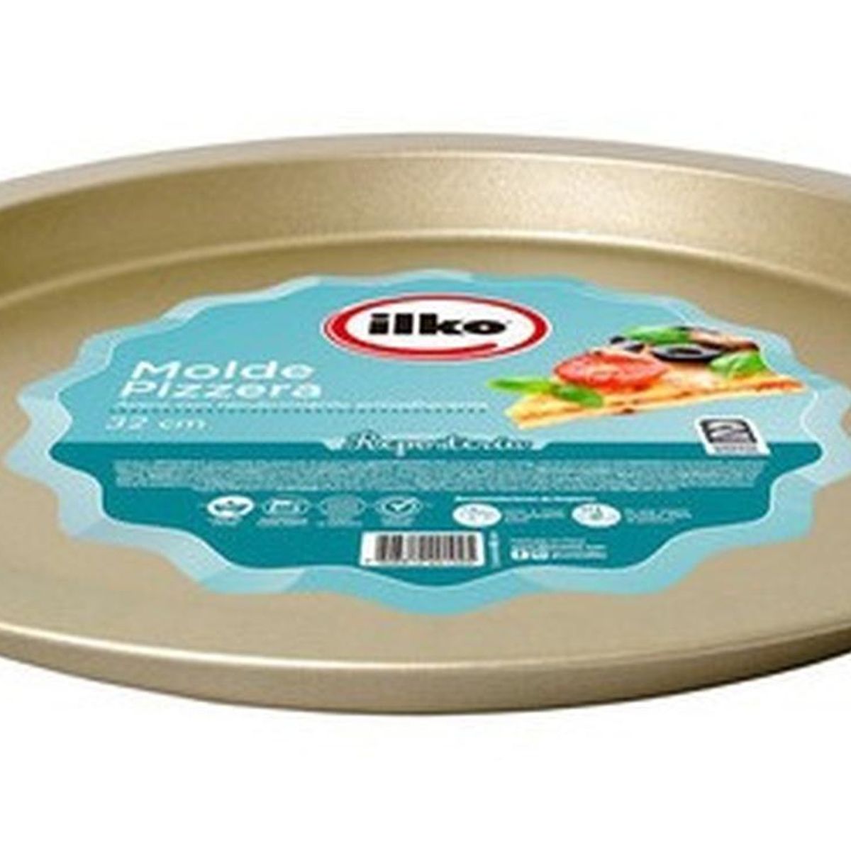 ILKO - Molde Pizza 32 Cm Antiadherente Gold Ilko