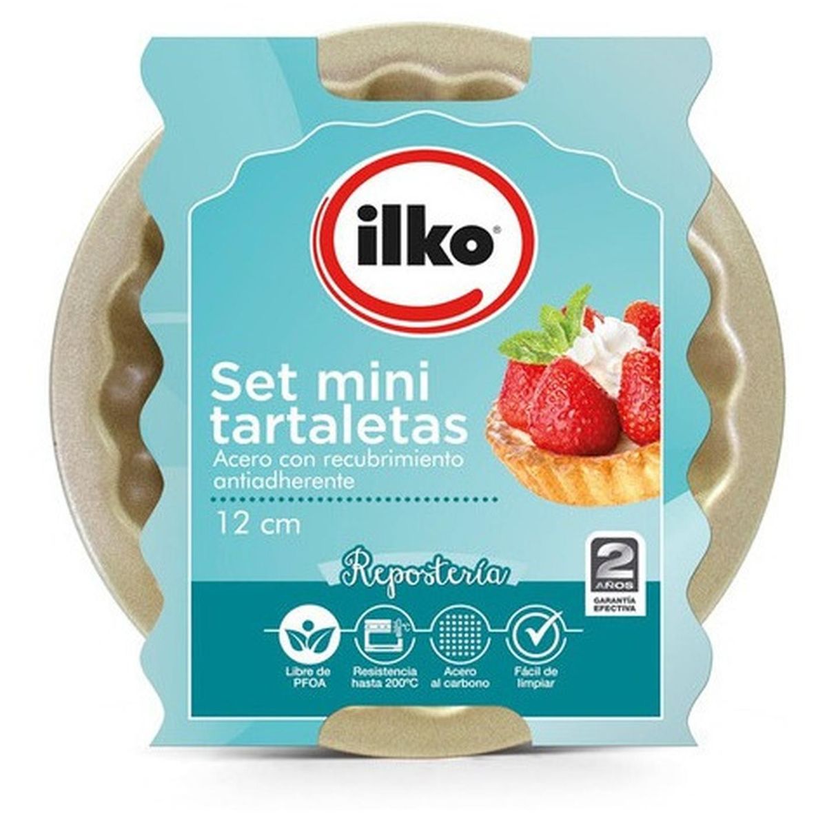 ILKO - Set 4 Mini Tartaletas Antiadherente Gold Ilko