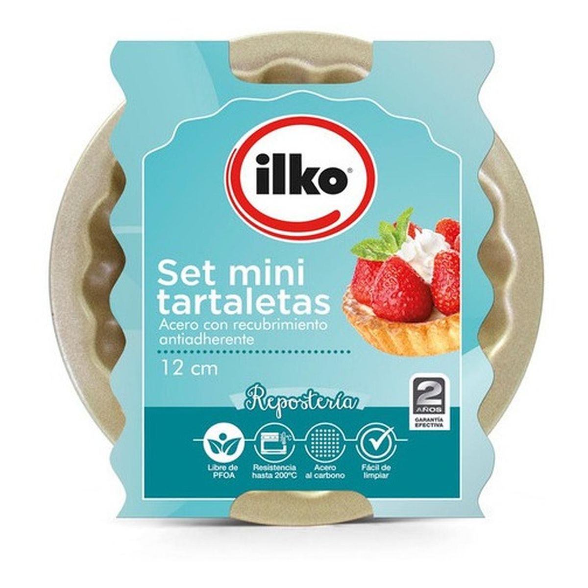 ILKO - Set 4 Mini Tartaletas Antiadherente Gold Ilko