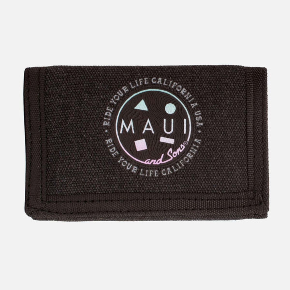 MAUI AND SONS - Billetera Retro Tyl Tri-Fold Negro Hombre Maui and sons