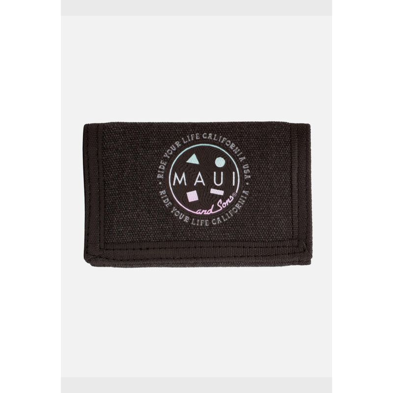 MAUI AND SONS - Billetera Retro Tyl Tri-Fold Negro Hombre Maui and sons