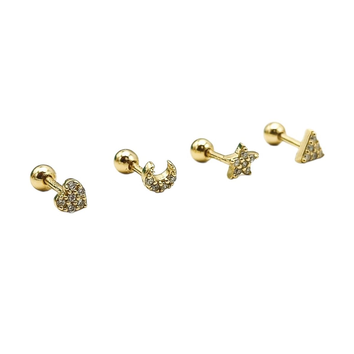 ELBAULDEJUMA - Pack 4 Aros Piercing Oreja Trendy Plata 925 Chapado En Oro