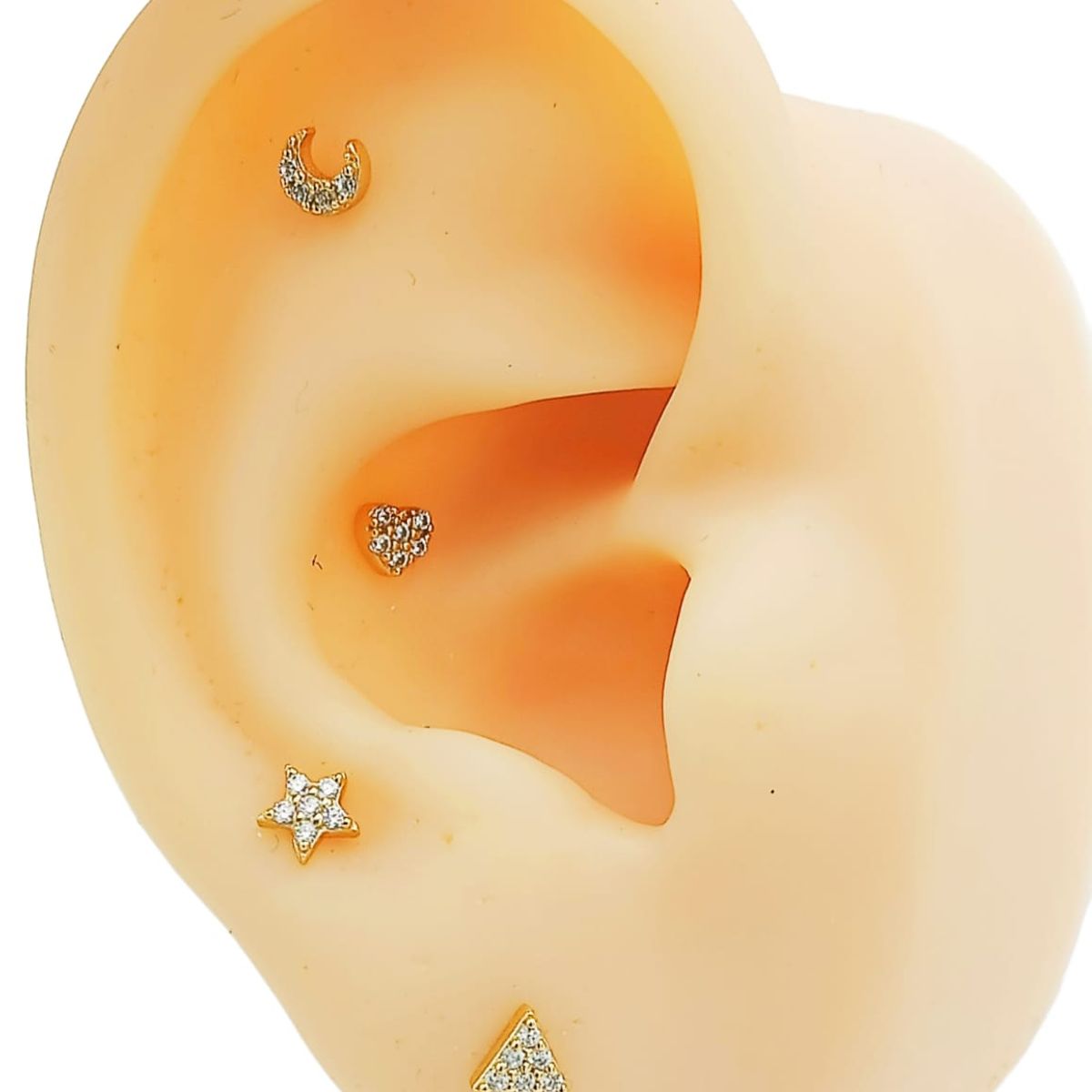 ELBAULDEJUMA - Pack 4 Aros Piercing Oreja Trendy Plata 925 Chapado En Oro