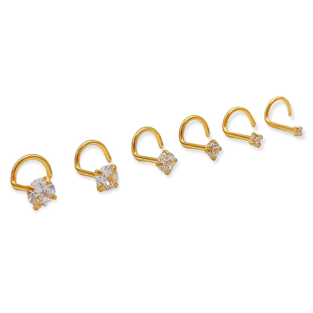 ELBAULDEJUMA - Set 6 Piercing Nostril Tipo S Punk Chapados En Oro 18k Luz
