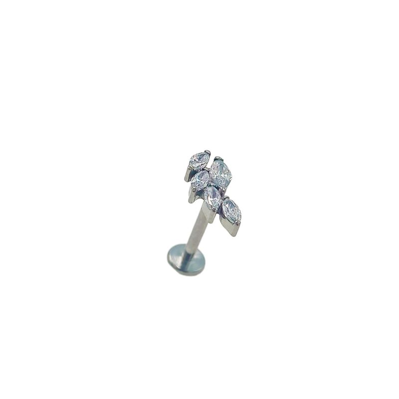 ELBAULDEJUMA - Piercing Labret Zirconia Astm F136 G23 Acero De Titanio Alas