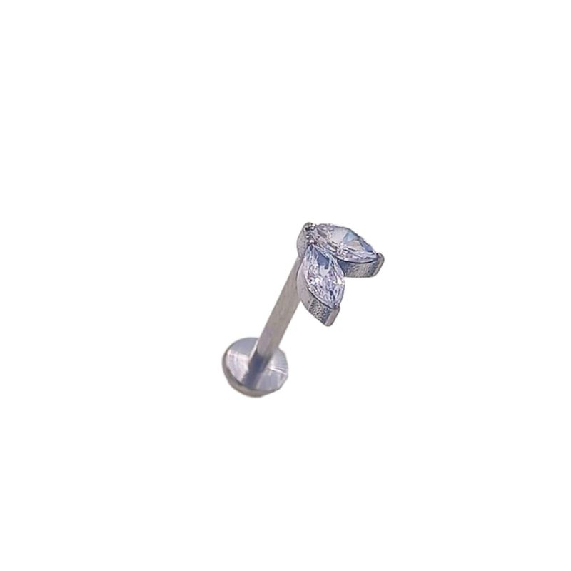 ELBAULDEJUMA - Piercing Labret Tragus F136 G23 Acero Titanio Hoja Circonio