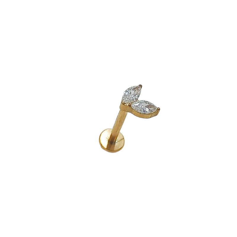 ELBAULDEJUMA - Piercing Labret Astm F136 G23 Acero Titanio Hoja Chapado Oro 18Kl