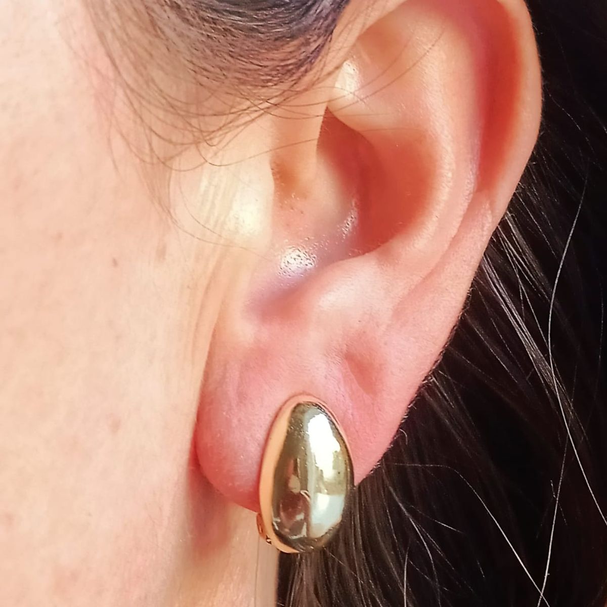 ELBAULDEJUMA - Aros Gota Espejo chapada en oro 18 k Sin Perforacion Earcuff Tendencia