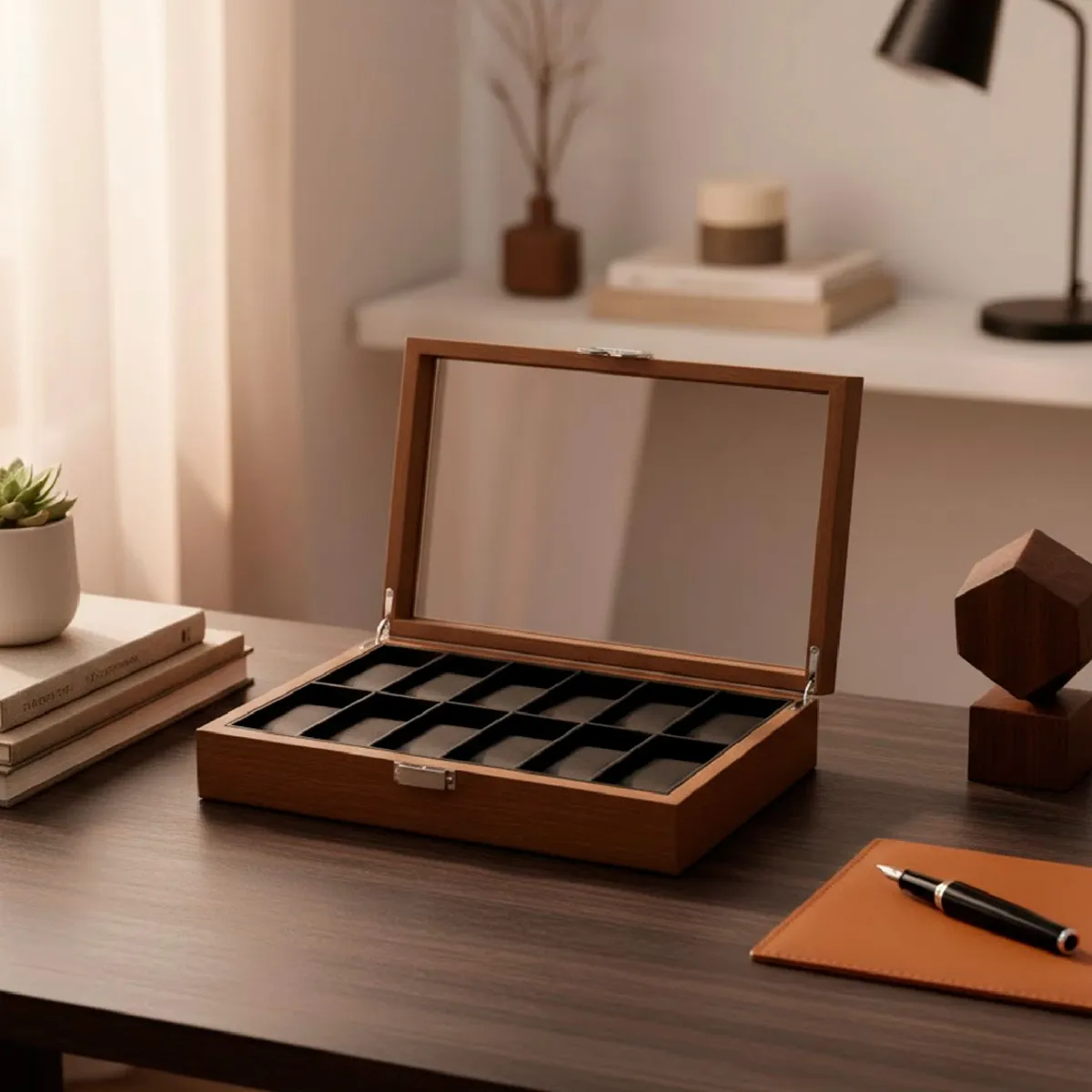 MUNDO ONLINE - Caja Estuche Organizadora 12 Relojes Madera de Lujo
