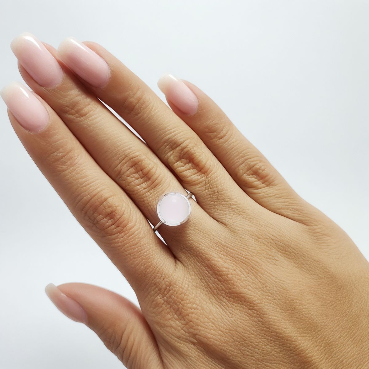 ANDREA COGGIOLA JOYAS - Anillo Shakti Cuarzo Rosa Plata Fina 925