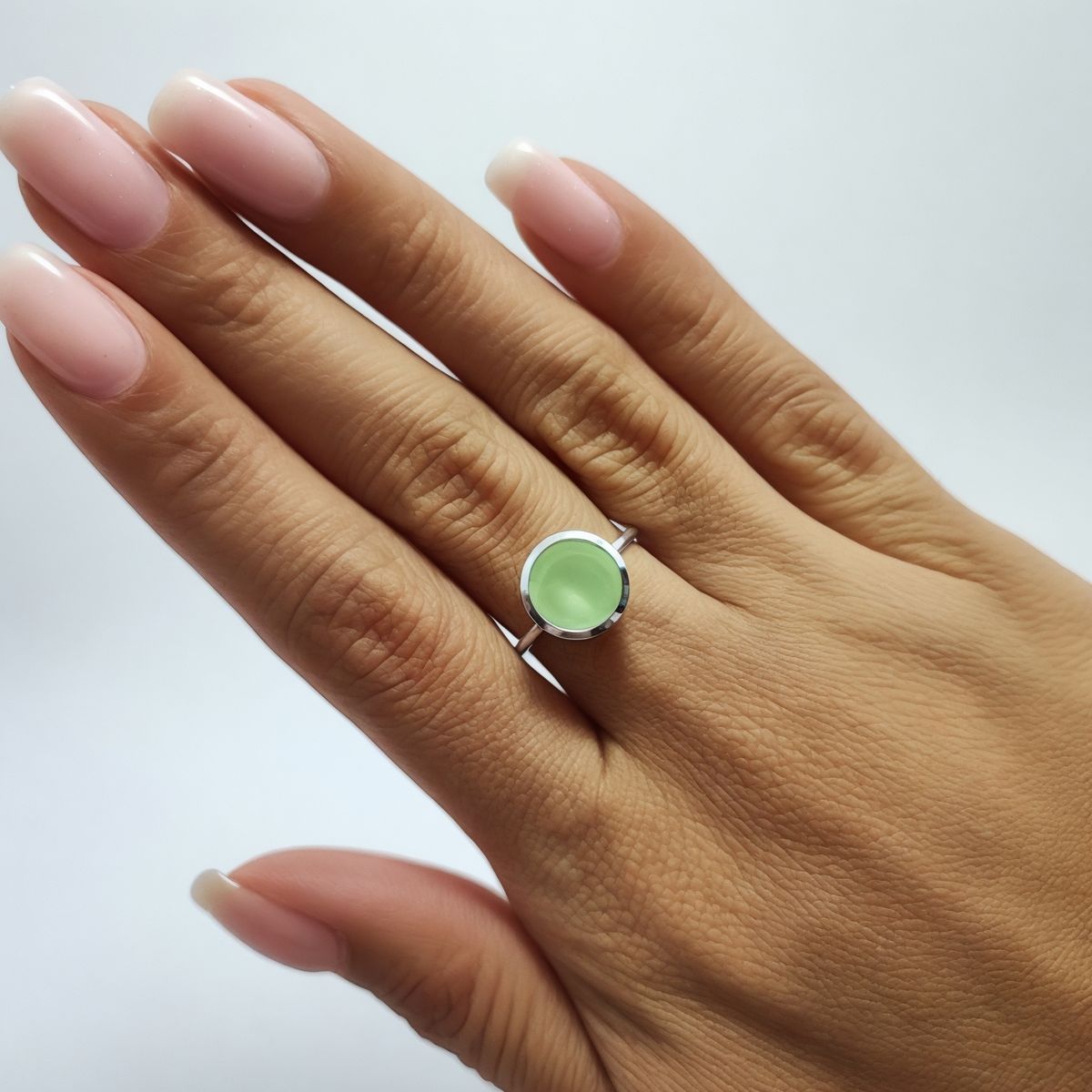 ANDREA COGGIOLA JOYAS - Anillo Shakti Prehnita Plata Fina 925